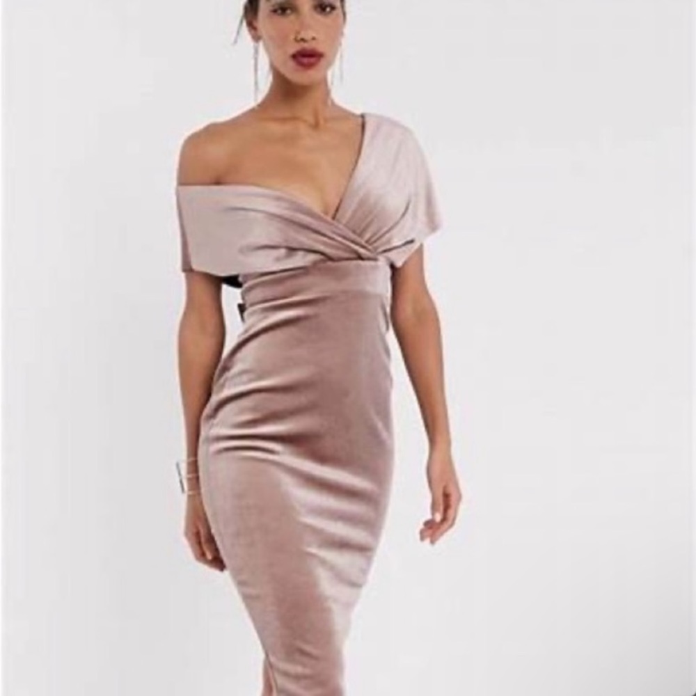 ASOS DESIGN velvet midi pencil dress